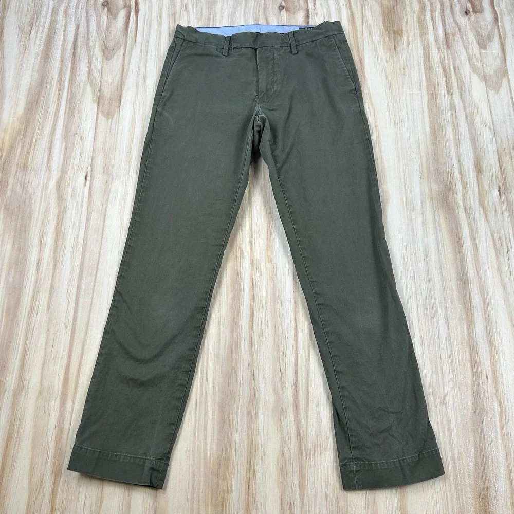 Polo Ralph Lauren Pants FIT 29x28 OG Green Chino Stretch Slim Fit Casual Tapered